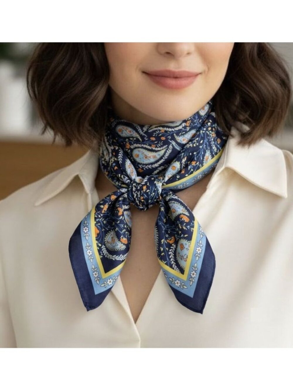 Luxury Silk Feel Square Scarf Elegant Floral Geometric Paisley Neck Wrap Bandana